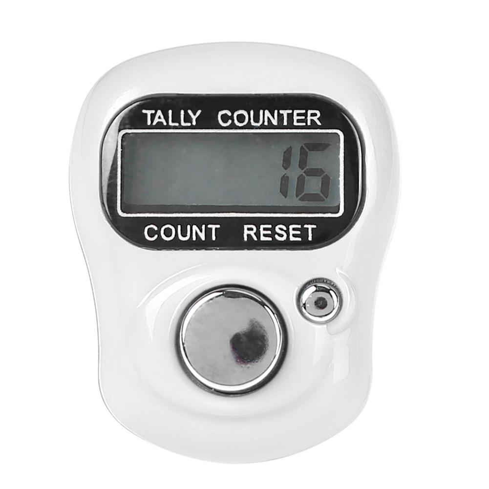 Mini marqueur de point numérique et compteur de doigt de rangée compteur de comptage électronique LCD pour coudre l'outil de tissage à tricoter: WHITE