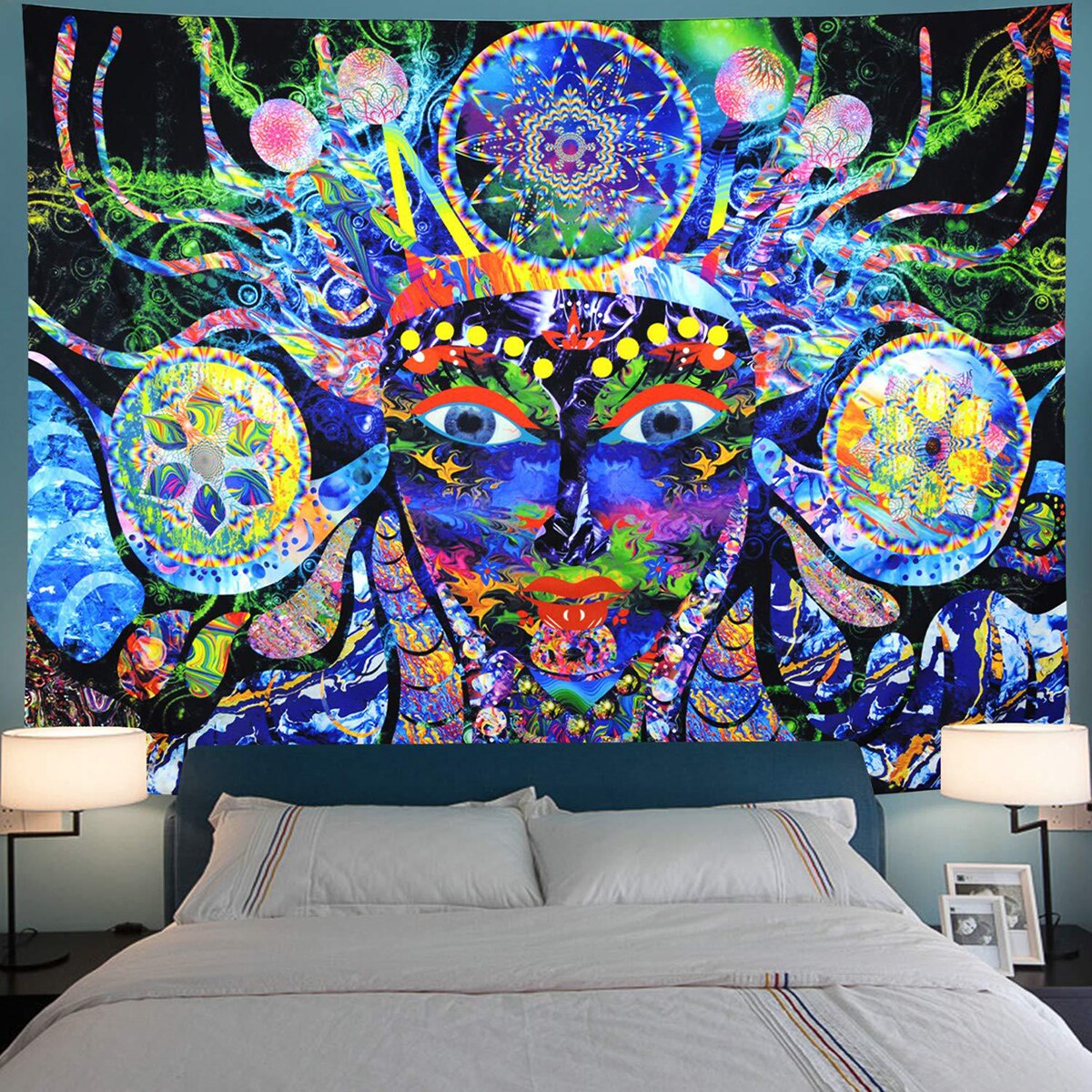 Psychedelic Tapestry Trippy Art Silk Fabric Poster Print Abstract Pictures for Living Room Bed Room Wall Picture Home Decor: 3