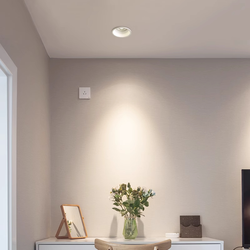 Household no main light narrow edge spotlight LED ceiling lamp embedded hole lamp living room high CRI deep anti-glare downlight