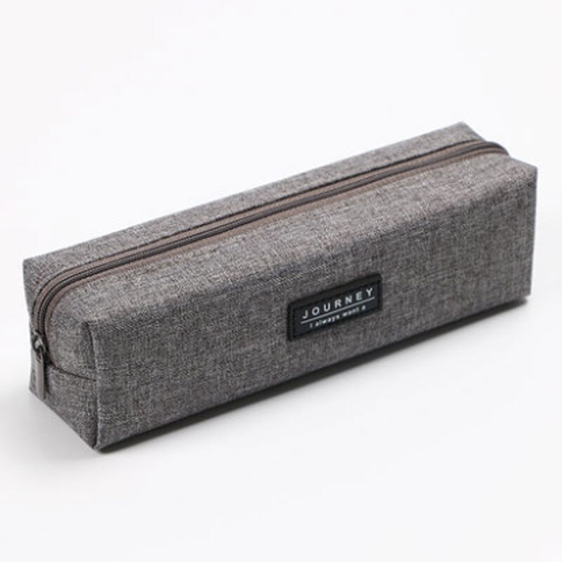 Canvas Blue Pencil Case Solid Color Stripes Simple Pencil Bags for Student Stationery School Supplies Kids: WHITE