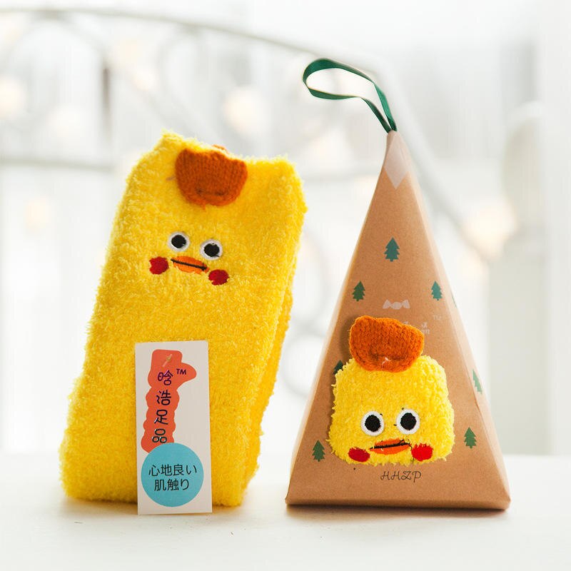 Cartoon Coral Fleece Babysokjes Peuters Anti-slip Warm Houden Sokken Herfst Winter Leuke Dier Sokken Kids kerstcadeaus: T1 included gift box