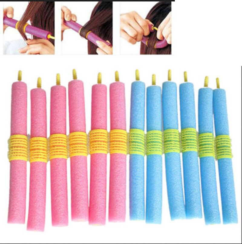 12Pcs Zachte Spons Foam Hair Curler Roller Curlring Styling Salon Kapper Kappers Hairstyling Twist Gereedschap