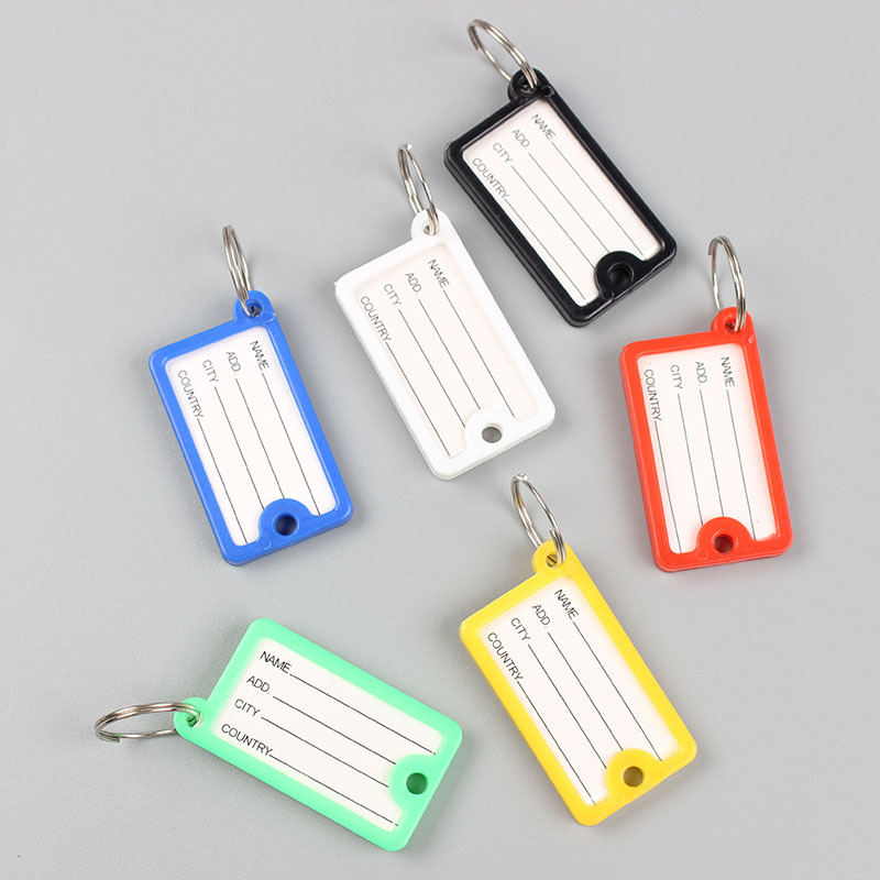 10-50 Uds etiquetas para llaves 4,3x2,5 cm etiquetas para llavero de plástico con etiquetas de papel en blanco cubiertas transparentes y anillos divididos para llaveros DIY: S / YELLOW