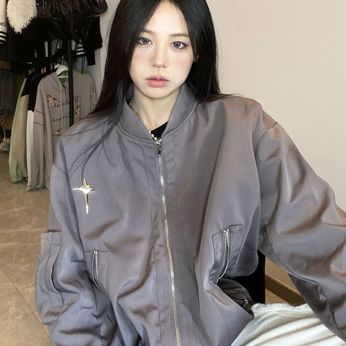 Harajuku Vintage Jackets Women Oversized Outwear Clothes for Teens Streetwear Fashipn Korean Coat Y2k Tops Ropa Mujer 7k453: XXL / black