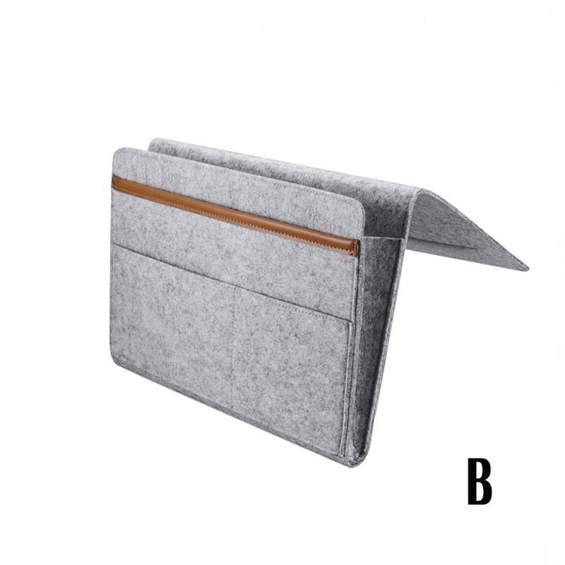 Storage Organizer Felt Bedside Hanging Storage Bags Inner Remote with Mobile Sundries 2 Control Book Phone Pockets For Bed K2P6: Light gray
