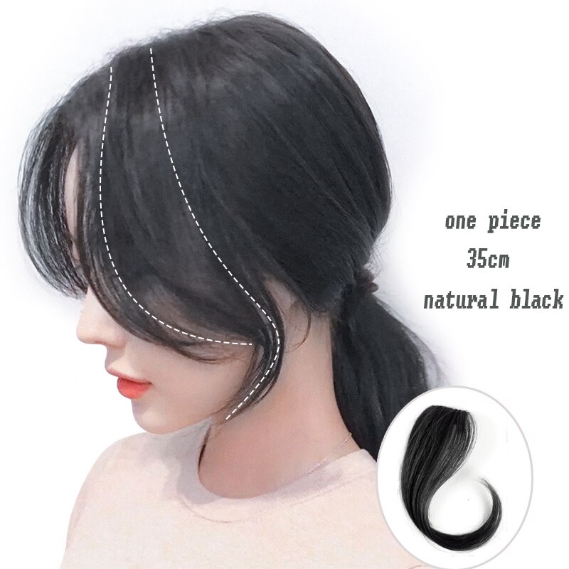 synthetic Bangs clip on Front Hair Side Fringe Hair Synthetic Hair Bangs Hairpiece Long Bangs Extensions for Women 25-35cm: 35-2-1