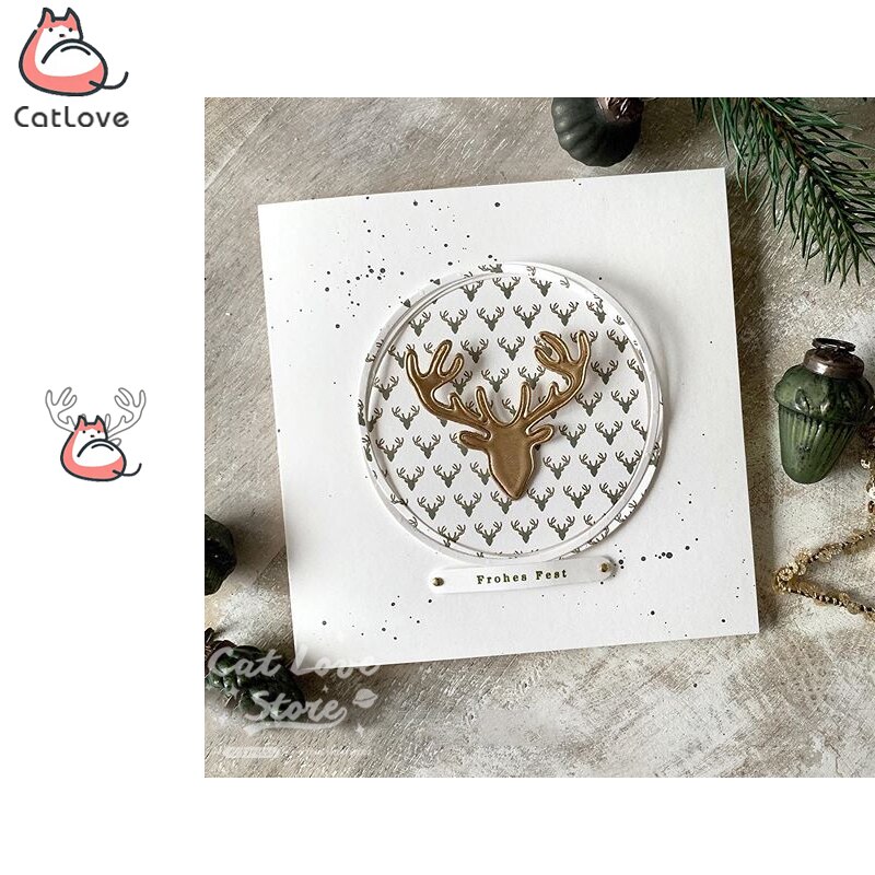 Tête de cerf matrice de découpe en métal | Animal, Scrapbooking, pochoir de découpe, carte fabrication de bricolage, artisanat décoratif, gaufrage de nouvelles matrices pour