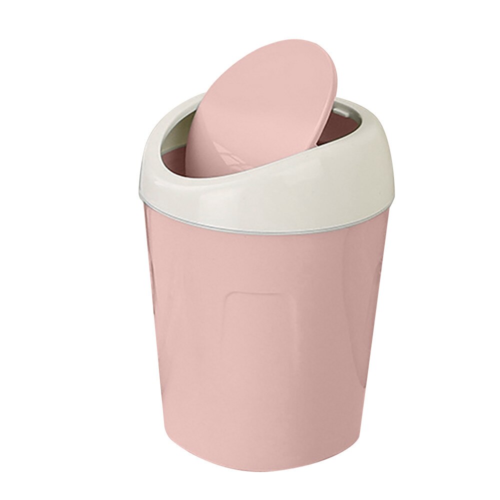 Mini Flip Lid Waste Bins Home Living Room Desktop Bedside Plastic Trash Garbage Can Rolling Cover Dustbin Home Office Supplies