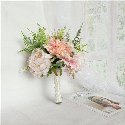 Kunstmatige Rozen Bruidsboeket Bruidsboeket Zijde Dahlia Bruidsboeketten voor Bruidsmeisjes Kunstmatige Bloemen Bruiloft Decor