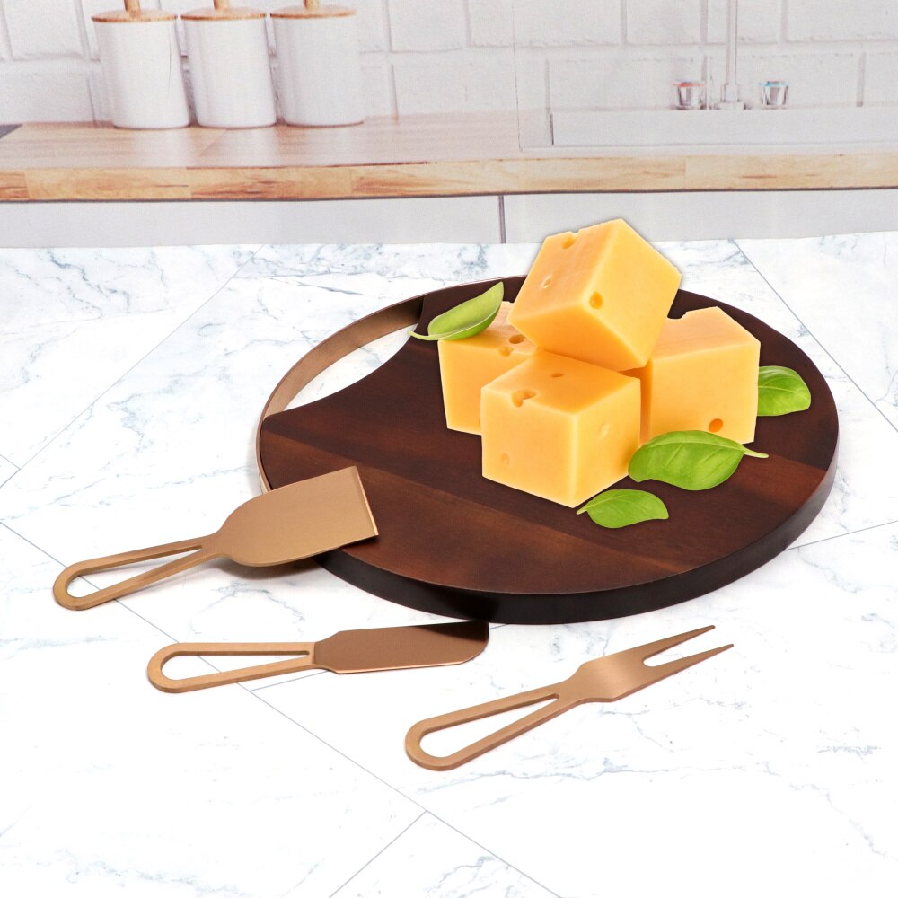 Jaswehome 4pcs Cheese Board Set 3pcs Cheese Knives And Cheese Board Serving Utensils Charcuterie Board And Cutlery Knife Set