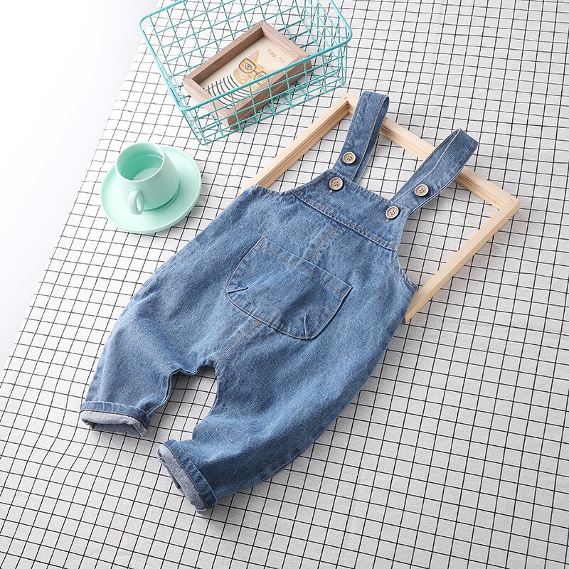 80-100cm spring baby boy denim overall boys jeans pant 1pc baby girl romper baby boy overall children pant