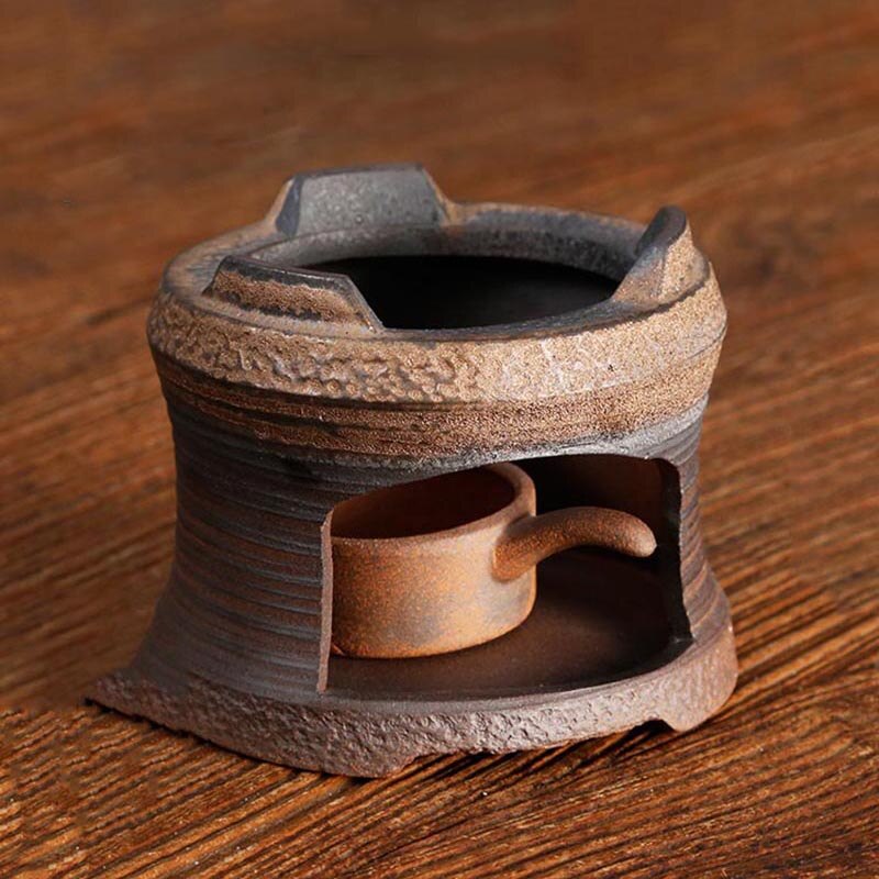 Japońnarty czarny Zen gruba ceramika czajniczek cieplej podstawa klasyczny ceramiczny świecznik kawy podgrzewacz robić mleka akcesoria robić ceremonii parzenia herbaty