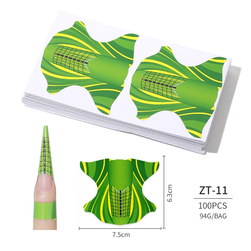 100 Pcs/Lot French Nail Form Tips Nail Extension Art Tools False Nails Art DIY Guide Forms Manicure Set Nail Forms Extension: 11