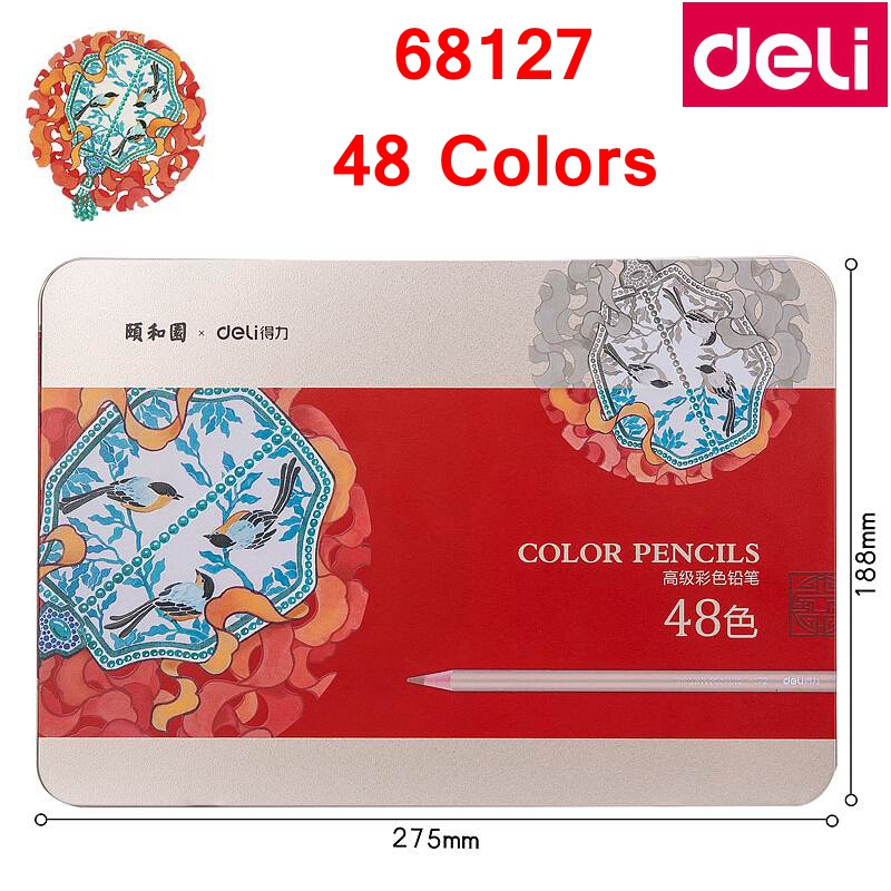 Deli 68126 sommerpalads højkvalitets metalkasse farve olie pasteller farve blyant farve voks farveblyant maleblyant 36-72 farver