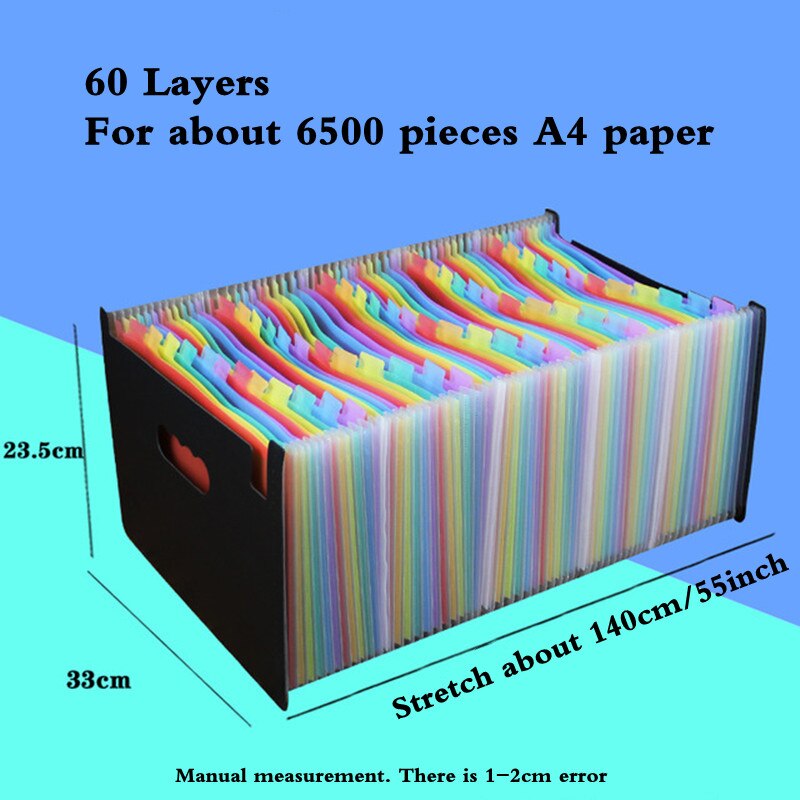 48 Layers A4 Document Standing Accordions Pockets Expanding File Folder Waterproof Organizer Bag For Business Office Stationery