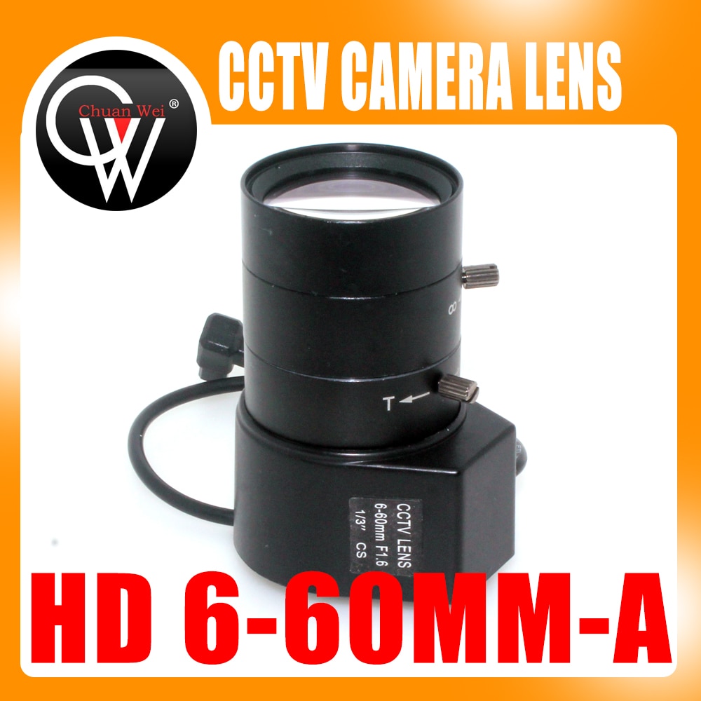Objectif Varifocal 6-60mm 3MP HD Diaphragme Manuel CS Mont Pour Caméra Surveillance