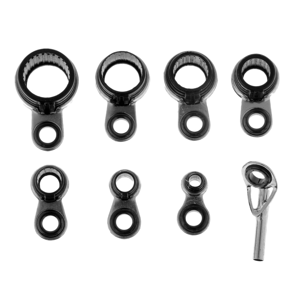 8 Pieces Fishing Rod Guides Stainless Steel Fishing Rod Eyes Ring Raft Line Ring Rod DIY Fishing Rod Building Repairing Part