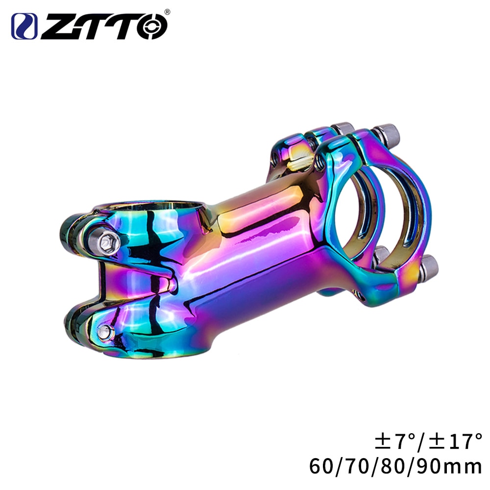 ZTTO Rainbow MTB Road Bike Oil Slick Stem 17 7 Degree 60 70 80 90mm High Strength Lightweight Fit 31.8mm Handlebar XC AM