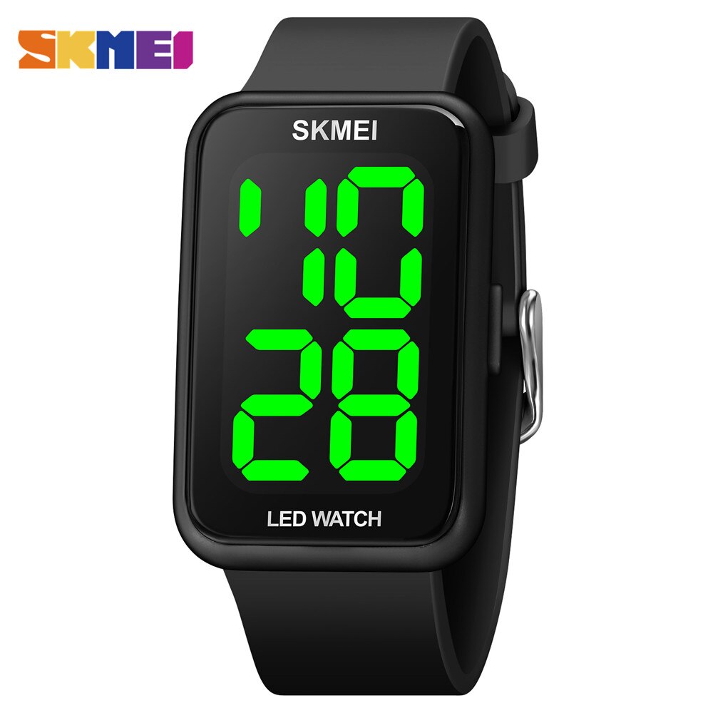 Skmei LED-digitaluhr mit datumsanzeige für damen, oben-marken, wasserdicht bis 5 Bar, damenuhr, relogio feminino: Schwarz
