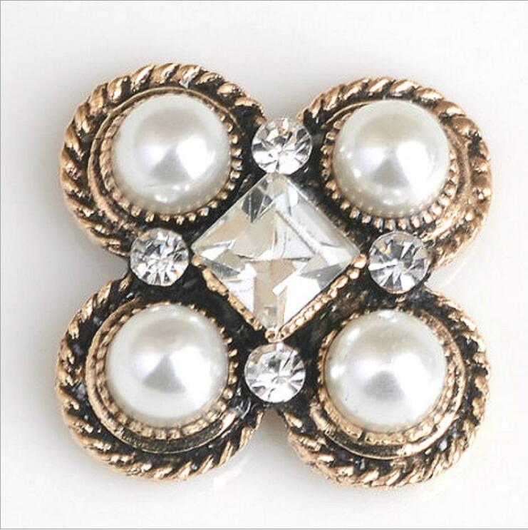 10pcs/lot antique gold alloy buttons flat back rhinestone embellishment buttons crafts: A