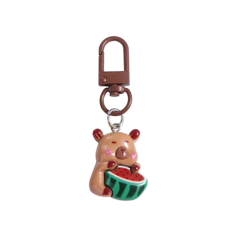 Mental capybara nøkkelring søt pvc skilpadde dyr anheng vanntett myk selvklebende tegneserie nøkkelring jenter: Brun