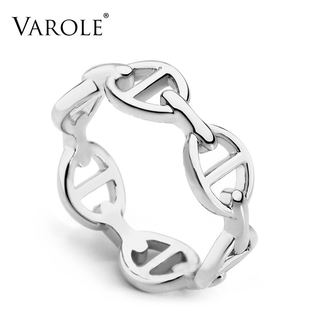 Varole coreano oco cobre ouro cor anel de casamento para as mulheres moda anéis de noivado jóias anillos mujer anel: 6 / silver