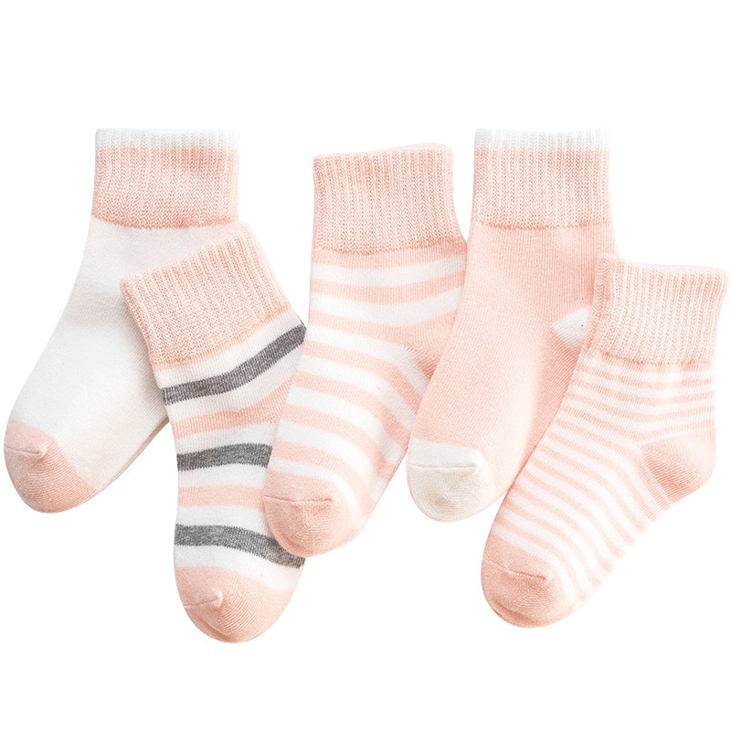 5 Pairs/lot Xxx Boys Girls Stripe Socks Infant Baby Children Teens Sports Short-tube Breathable Cotton Autumn Winter Unisex