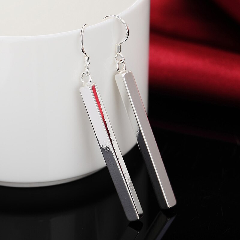 925 Zilveren Oorbellen Voor Vrouwen Mode Lange Bar Earring Bruiloft Sieraden