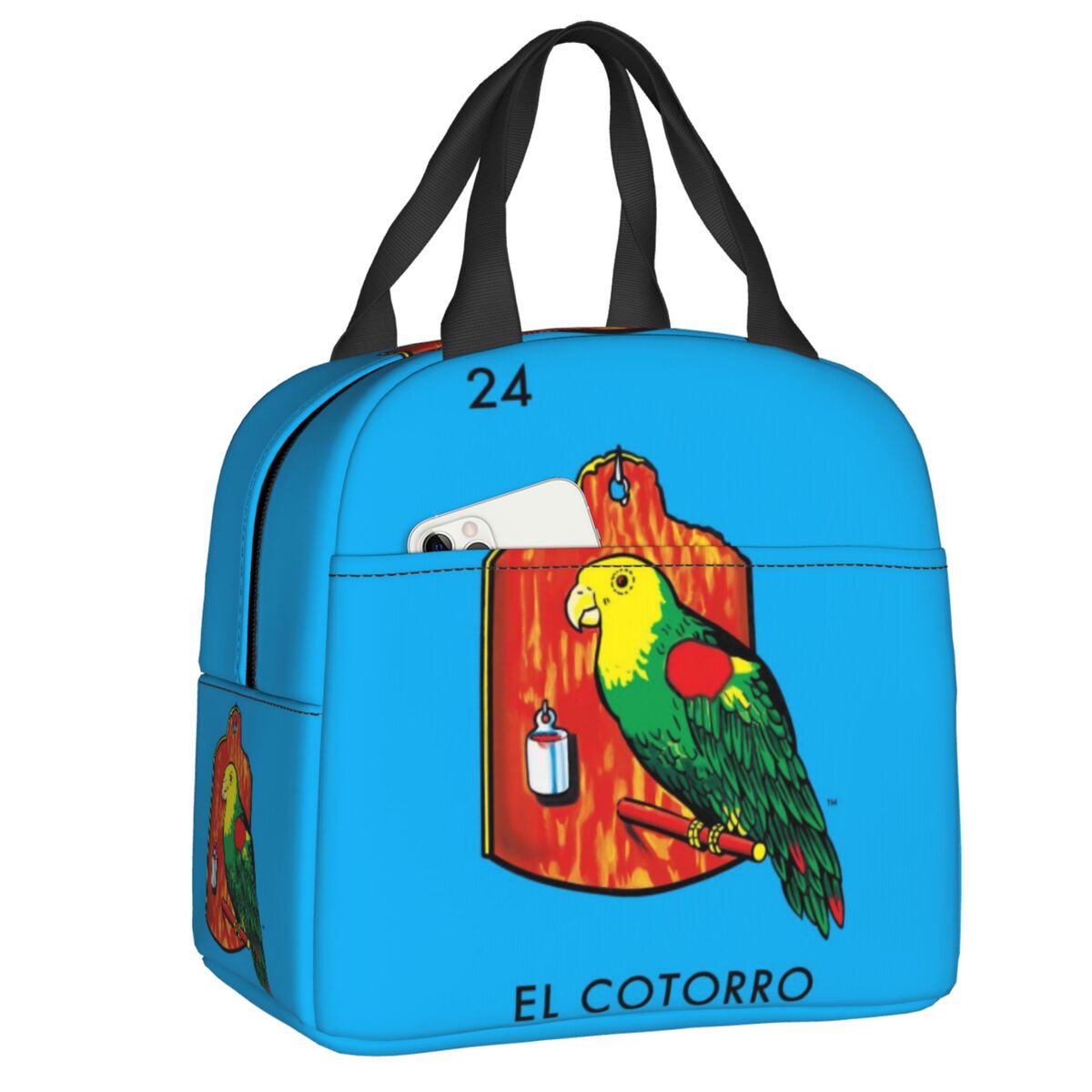 Custom La Maceta Flower Pot Loteria Card Mexican Bingo Lottery Insulated Lunch Bag for Women Leakproof Thermal Cooler Bento Box: MULTI