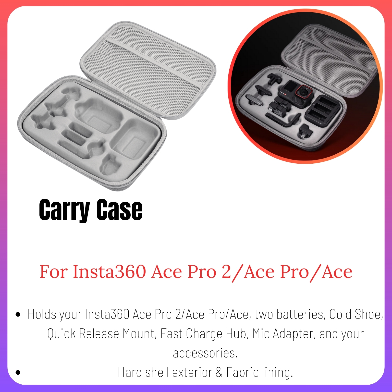 Accesorios originales para Insta360 Ace Pro 2, protector de lente, Mini Estuche de transporte, jaula de Metal, adaptador de micrófono, estuche de buceo impermeable, GPS: Beige # e4dfd9