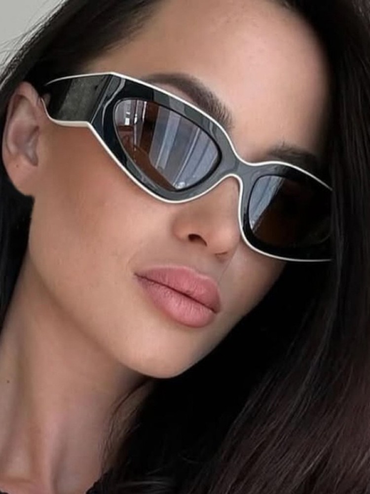 heevoo Punk Cat Eye Sunglasses for Women Brand Edgy Square Frame Plastic Retro Vintage Accessories