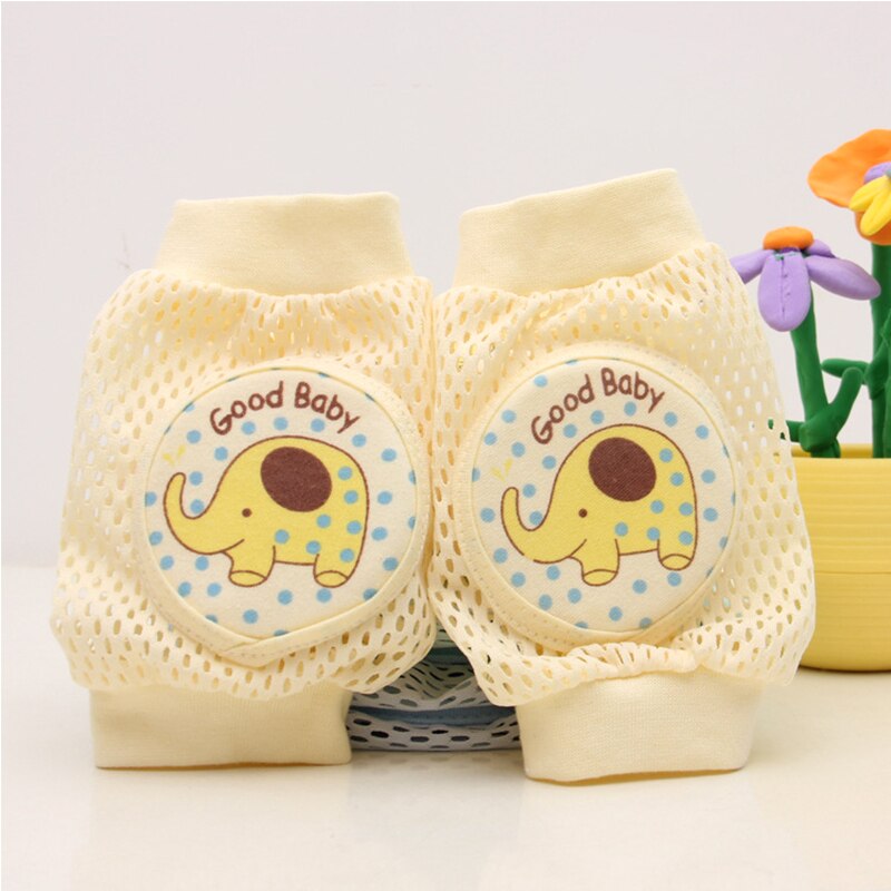 Baby Knee Pads Cartoon Baby Safety Crawling Elbow Cushion Toddlers Knee Pads Protective Gear: Yellow-Elephants