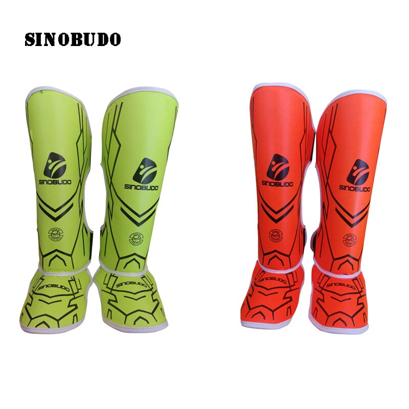 SINOBUDO Adult Muay Thai Kick Boxing MMA Boxing Shin Guards Kick Pad Karate Foot Protector Rod Leg Protectors