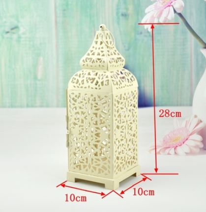 28 *10 cm opengewerkte, uitgesneden vintage metalen holle kandelaars, marokkaanse europese kandelaar hanglampen: Wit