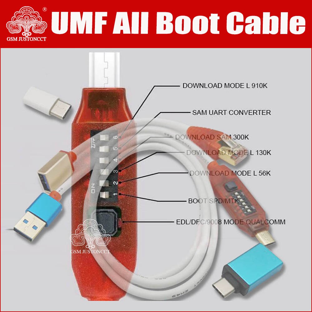 Gsmjustoncct-cable de arranque multifunción todo en uno, interruptor fácil, Micro USB, RJ45, edl, UMF, todo en 1