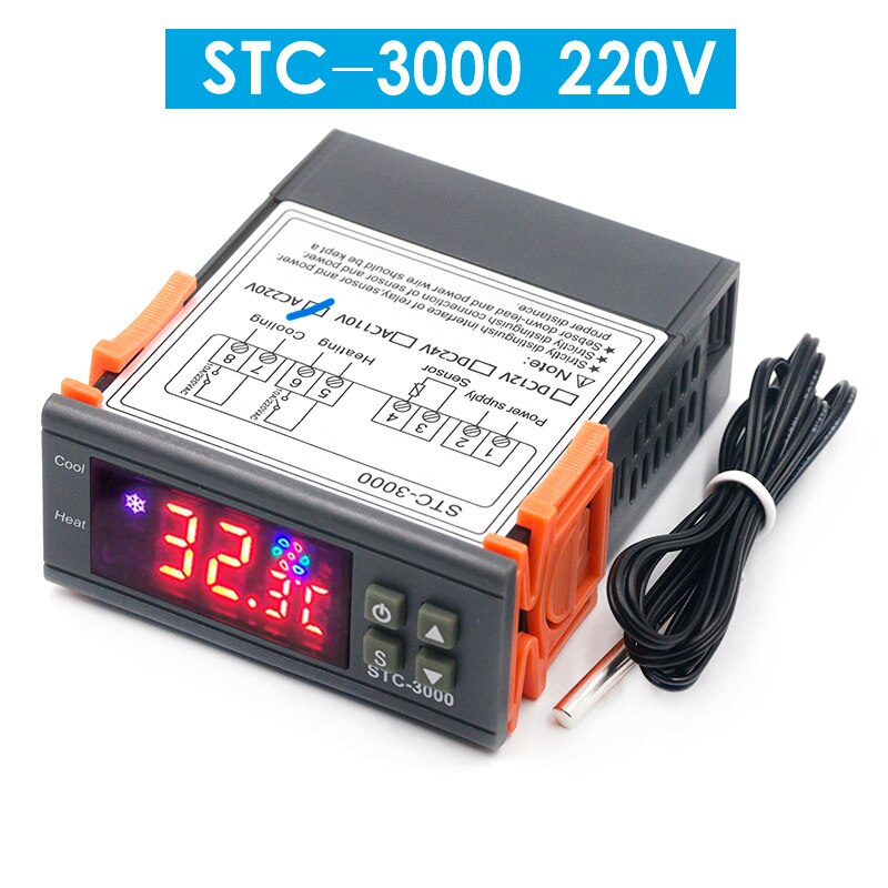 Stc -1000 stc 1000 led digital termostat til inkubator temperaturregulator termoregulator relæ opvarmning køling 12v 24v 220v: Stk -3000 110-220v