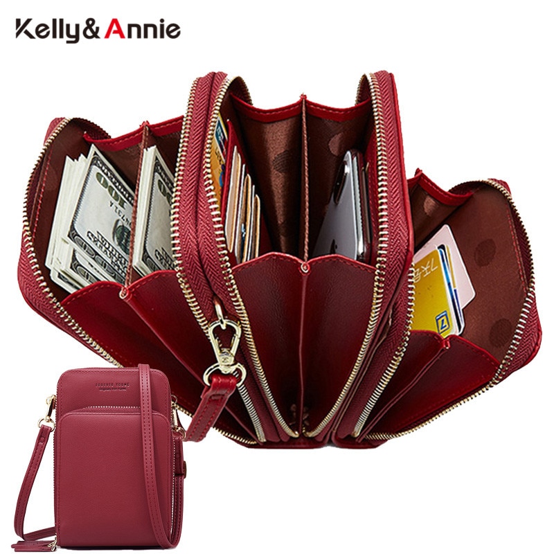 3 Layers Large Capacity Phone Pocket Shoulder Bag For Women Pu Leather Female Small Crossbody Bags Ladies Messenger Purse