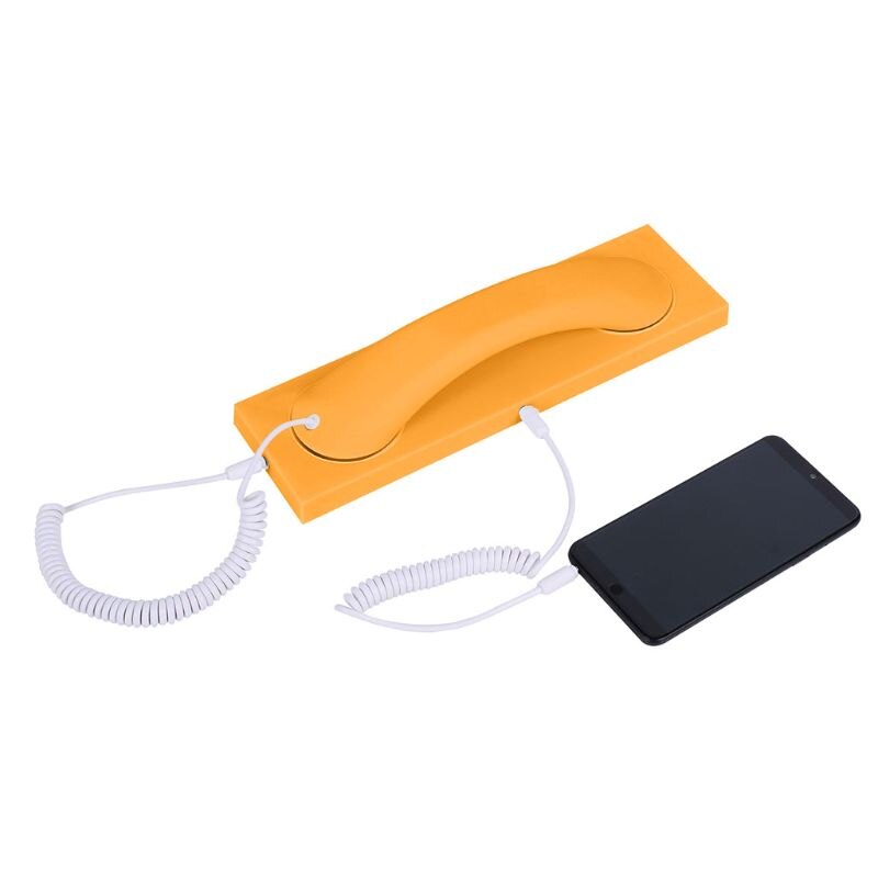 Retro Phone Handset Headset 3.5MM PC Comtuper Microphone with Base for Cellphone: Orange