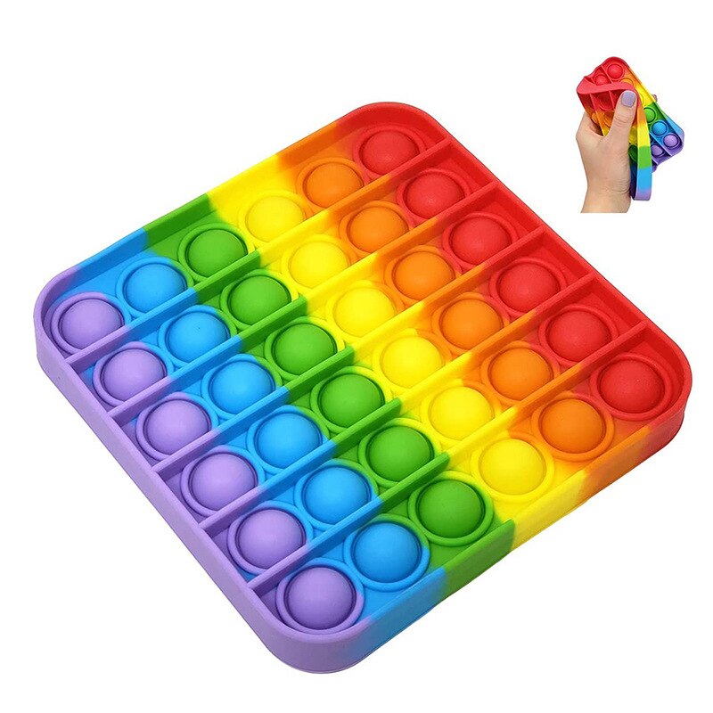 Pop Fidget Reliver Stress Toys Rainbow Push It Bubble Antistress Toys Adult Children Sensory Toy To Relieve Autism: MULTI