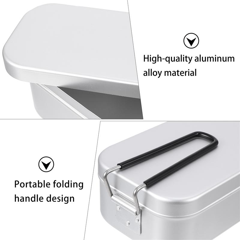 1 Set/3pcs 800/1000ml Outdoor Supply Camping Lunch Box Steaming Rack Folding Oven Kit