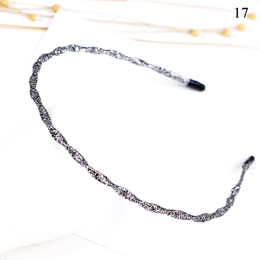 Vrouwen chique super dunne glitter haaraccessoires golvende glanzende metalen kleur hoofdband zomer haarband voor vrouwen en meisjes: 17