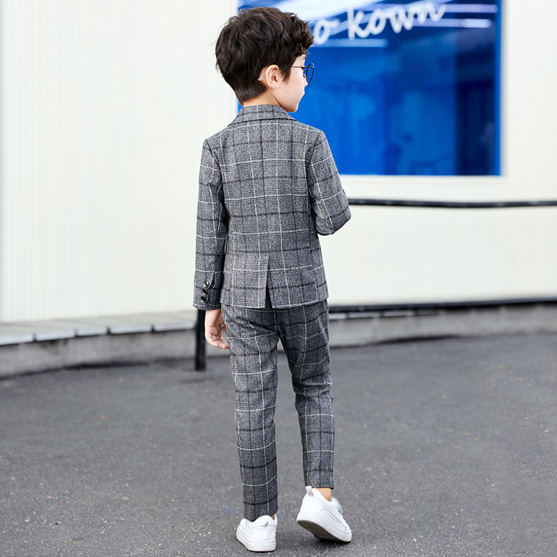 Costume à carreaux pour enfants, veste, Blazer, pantalon, tenue de smoking formelle pour garçons, Costumes de fête de mariage pour enfants et adolescents
