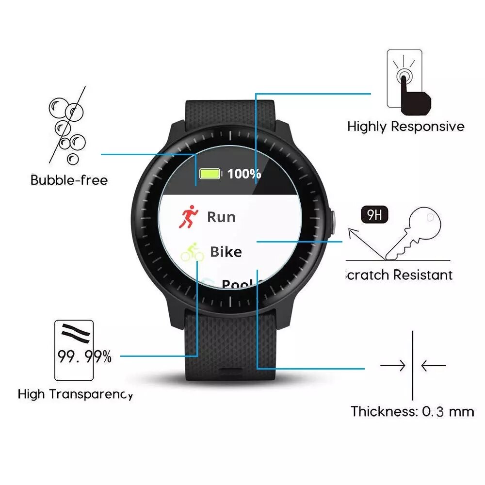 Verre trempé protecteur Film garde pour Garmin Vivoactive 3 montre intelligente Vivoactive3 élément/3T formateur écran protecteur couverture