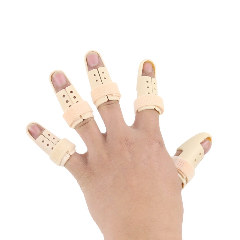 Ny 5 stk fingerskinnebøjle plast fingerstøttebeskytter startspærre til fingre ledsmerter gigt jlrd