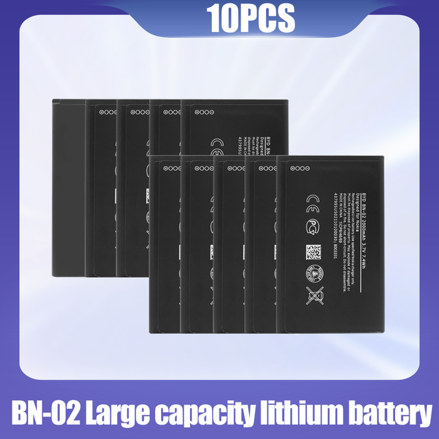 1-20 stück 3.7v bn -02 bn 02 bn02 für wiederaufladbare lithium-batterien nokia  xl 4g rm -1061 rm-1030 ersatz-handyakkus: 10 stck.