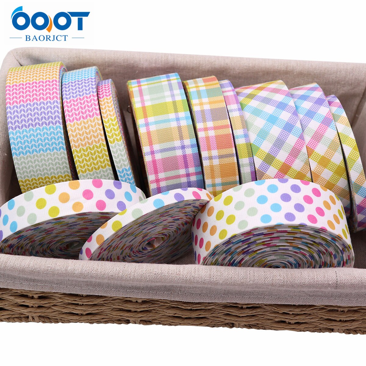 Double-Sided Geometry Thicken Cloth Ribbon 5Yards 211227-9 Multi-size DIY Hairclip Apparel Accessories And Sewing Decorations