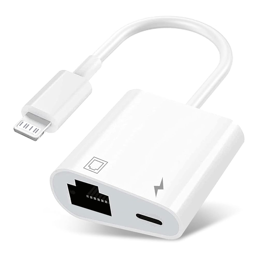 Lightning To Network Card Rj45 Lightning 2 In 1 Adapter For Iphone 14 13/12/11pro To Ethernet Charging Adapter: Default Title