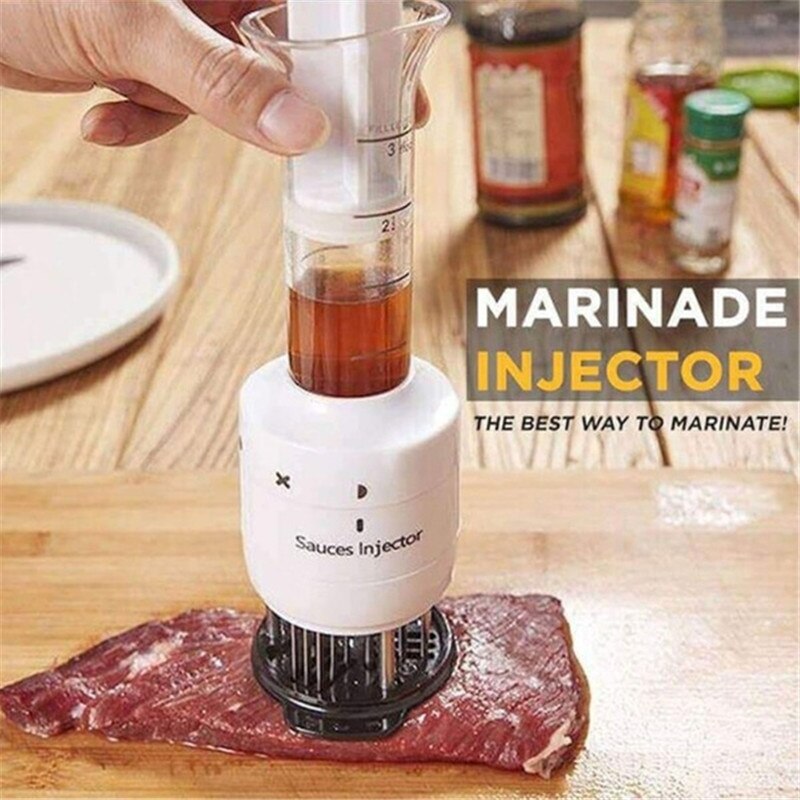 BBQ Injected Steak Tenderloin Pin Multi-Function Sauce Injector Stainless Steel Steak Neddle Knocking Meat Hammer