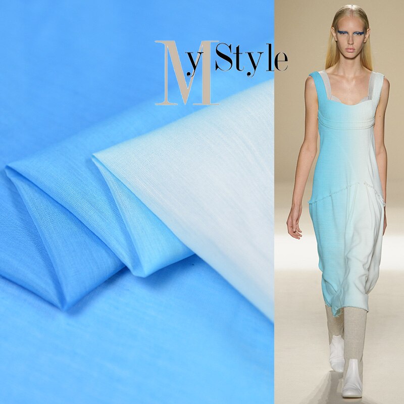 custom 18 Summer Gradually Changing Color 60%Silk 40%Cotton Fabric For Women Dress 140cm wide cloth DIY Sewing