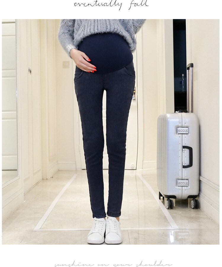 Mutterschaft Halten warme Jeans Für Schwangere Frau Schwangerschaft Denim Hosen Winter Verdicken Hosen mutterschaft kleidung Plus Größe M-XXL